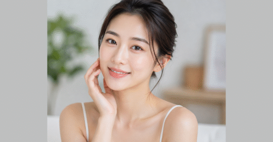 An Asian lady with smooth, clear, and beautiful skin