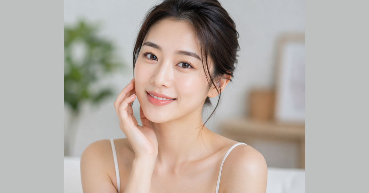 An Asian lady with smooth, clear, and beautiful skin